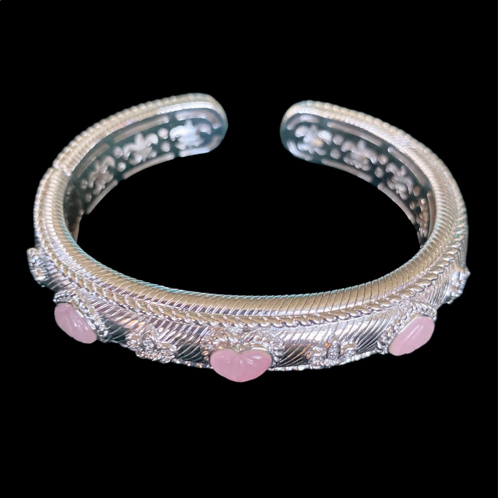 Judith Ripka Sterling Silver Hinged Bracelet